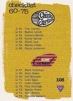 1995 Futera #108 Checklist 45-75 Back